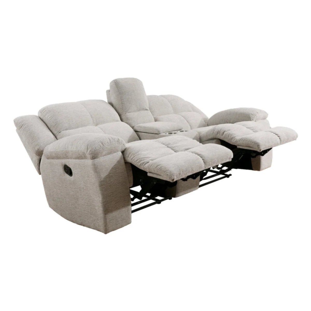 Buster – Opal Taupe Manual Dual Reclining Console Loveseat Recliners Cream 9
