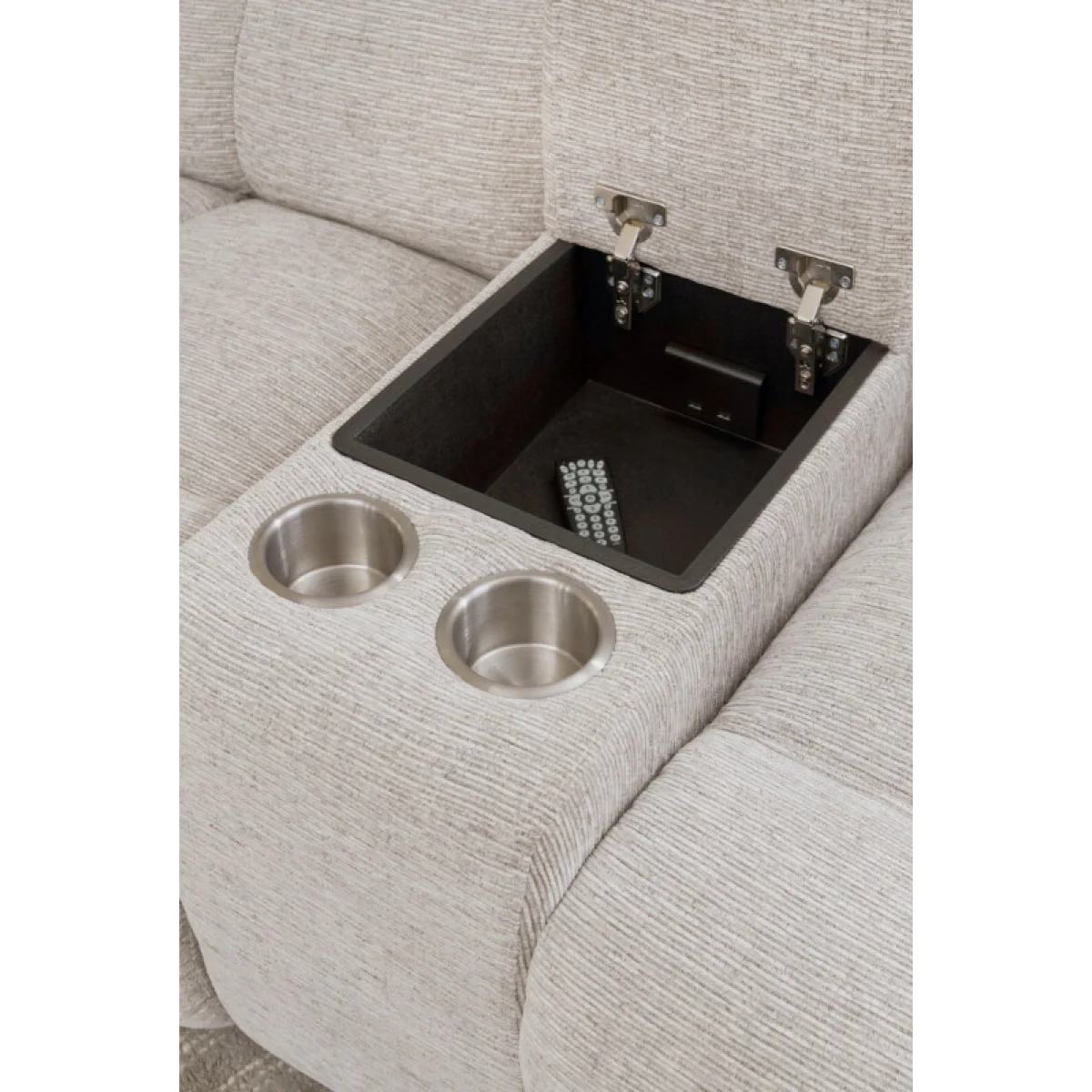 Buster – Opal Taupe Manual Dual Reclining Console Loveseat Recliners Cream 10