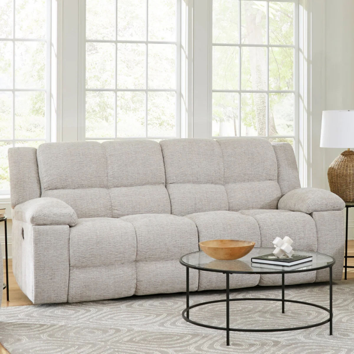 Buster – Opal Taupe Manual Dual Reclining Sofa Recliners Cream 4