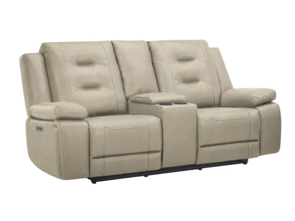 Caldwell – Tahoe Fog Power Console Loveseat Recliners Green
