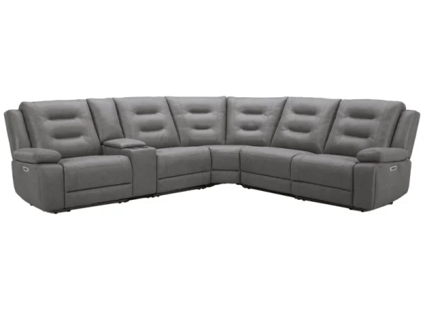 Caldwell – Tahoe Charcoal 6pc Modular Power Reclining Sectional Recliners Gray