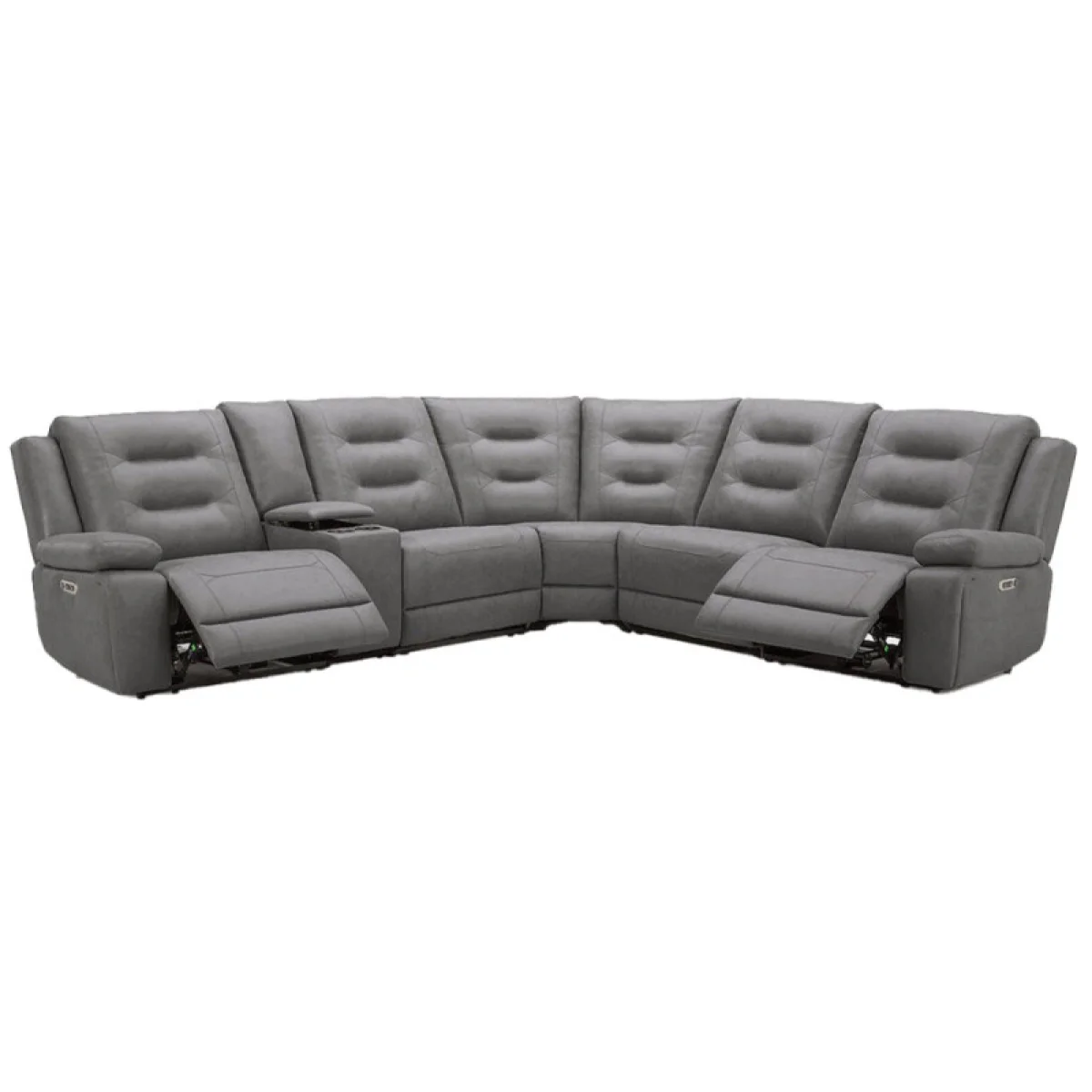 Caldwell – Tahoe Charcoal 6pc Modular Power Reclining Sectional Recliners Gray 6