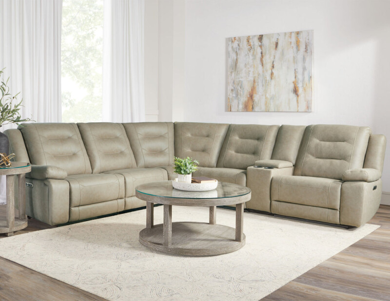 Caldwell – Tahoe Fog 6pc Modular Power Reclining Sectional Recliners Green 4 Caldwell – Tahoe Fog 6pc Modular Power Reclining Sectional Recliners Green 4