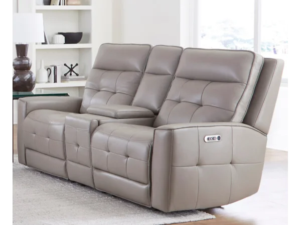 Canterbury – Pewter Power Zero Gravity Console Loveseat Recliners Gray