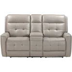 Canterbury – Pewter Power Zero Gravity Console Loveseat Recliners Gray 23