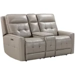 Canterbury – Pewter Power Zero Gravity Console Loveseat Recliners Gray 29