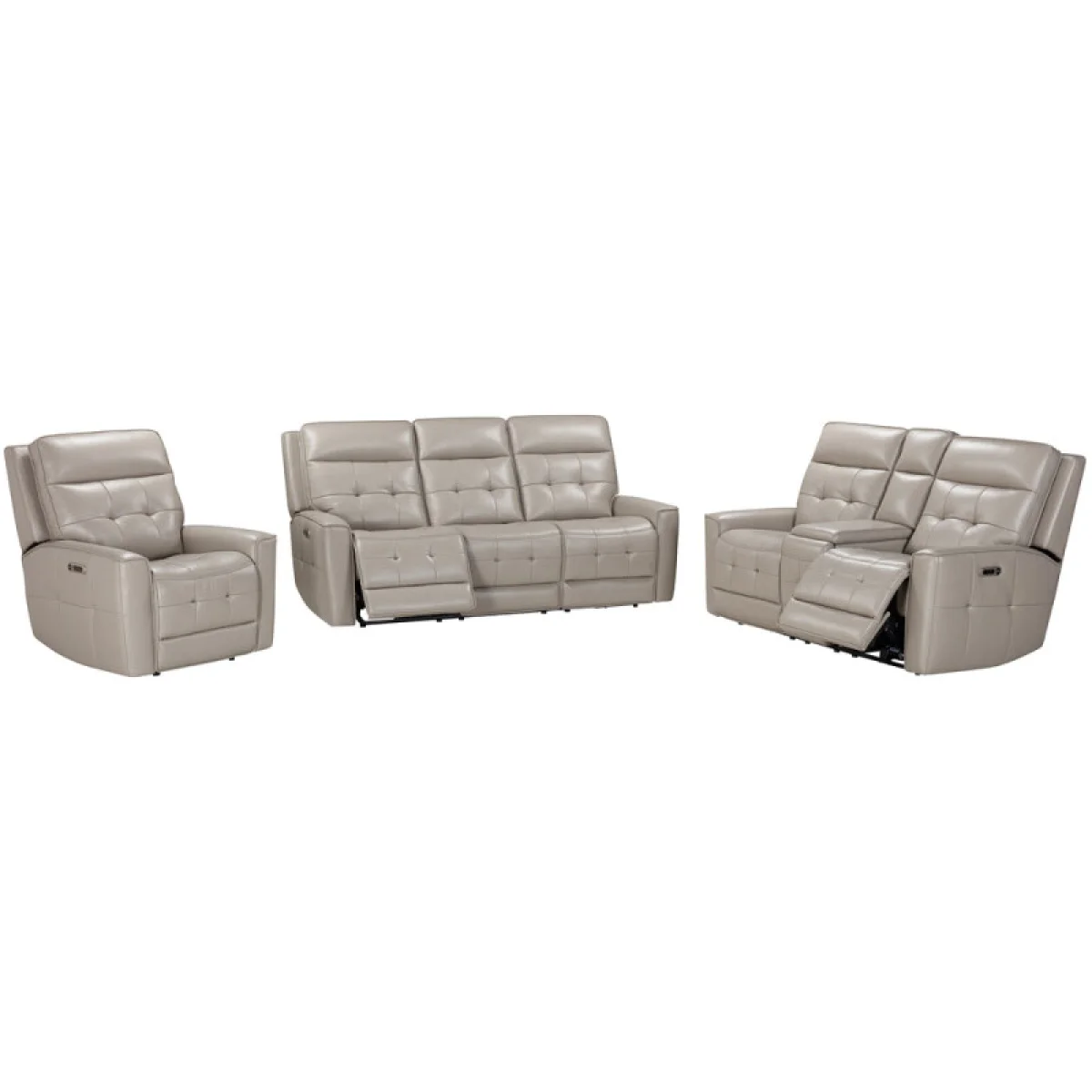 Canterbury – Pewter Power Zero Gravity Console Loveseat Recliners Gray 17