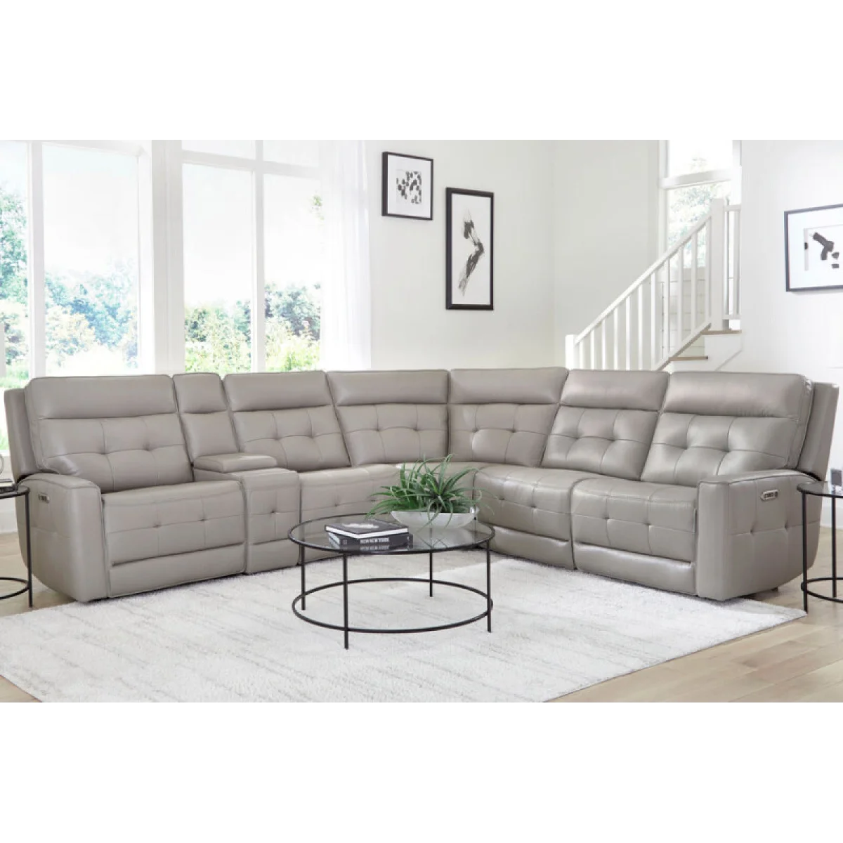 Canterbury – Pewter 6pc Zero Gravity Modular Power Reclining Sectional Recliners Gray 4