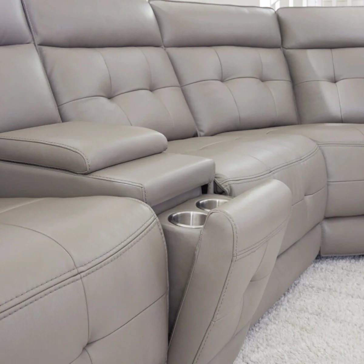 Canterbury – Pewter 6pc Zero Gravity Modular Power Reclining Sectional Recliners Gray 8