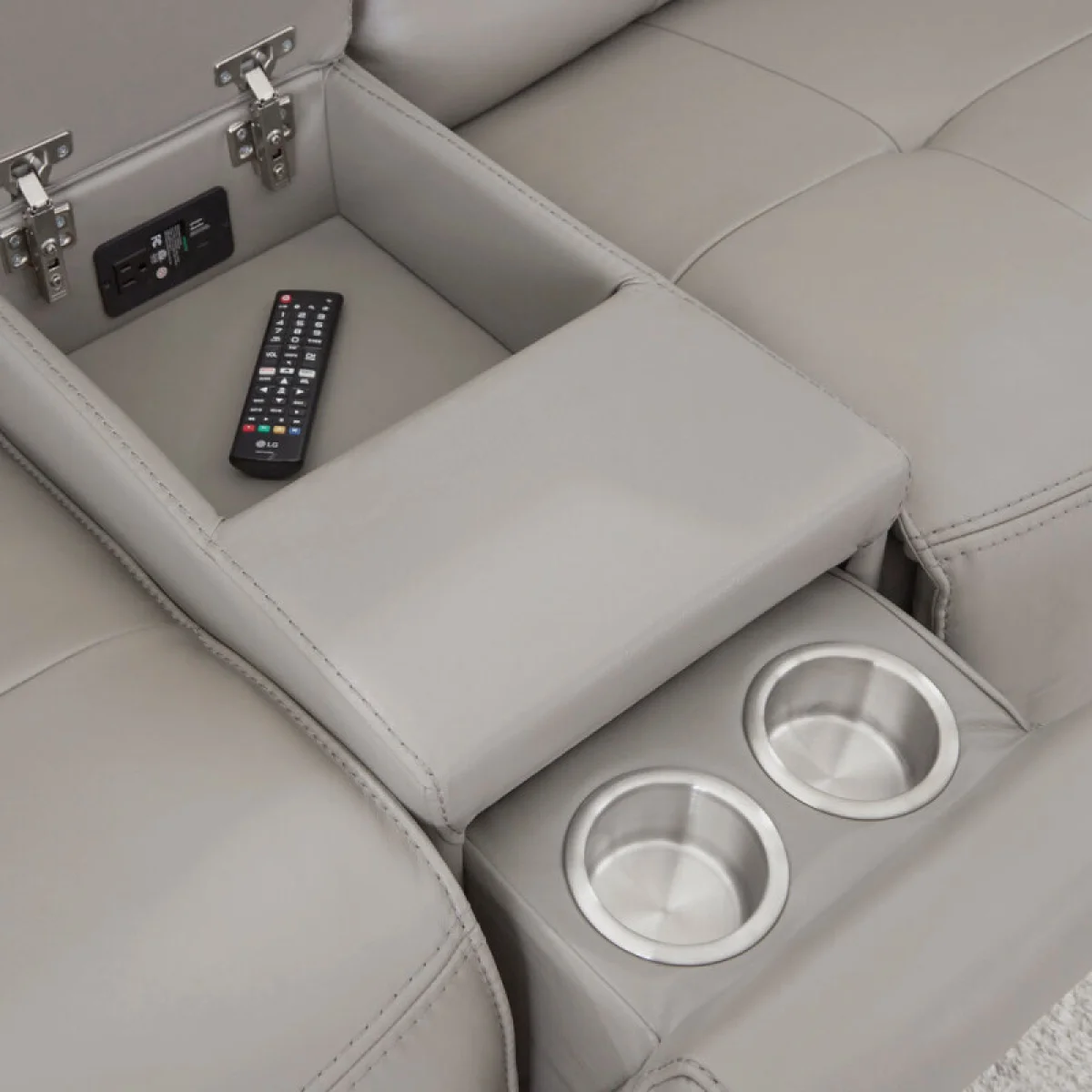 Canterbury – Pewter 6pc Zero Gravity Modular Power Reclining Sectional Recliners Gray 9