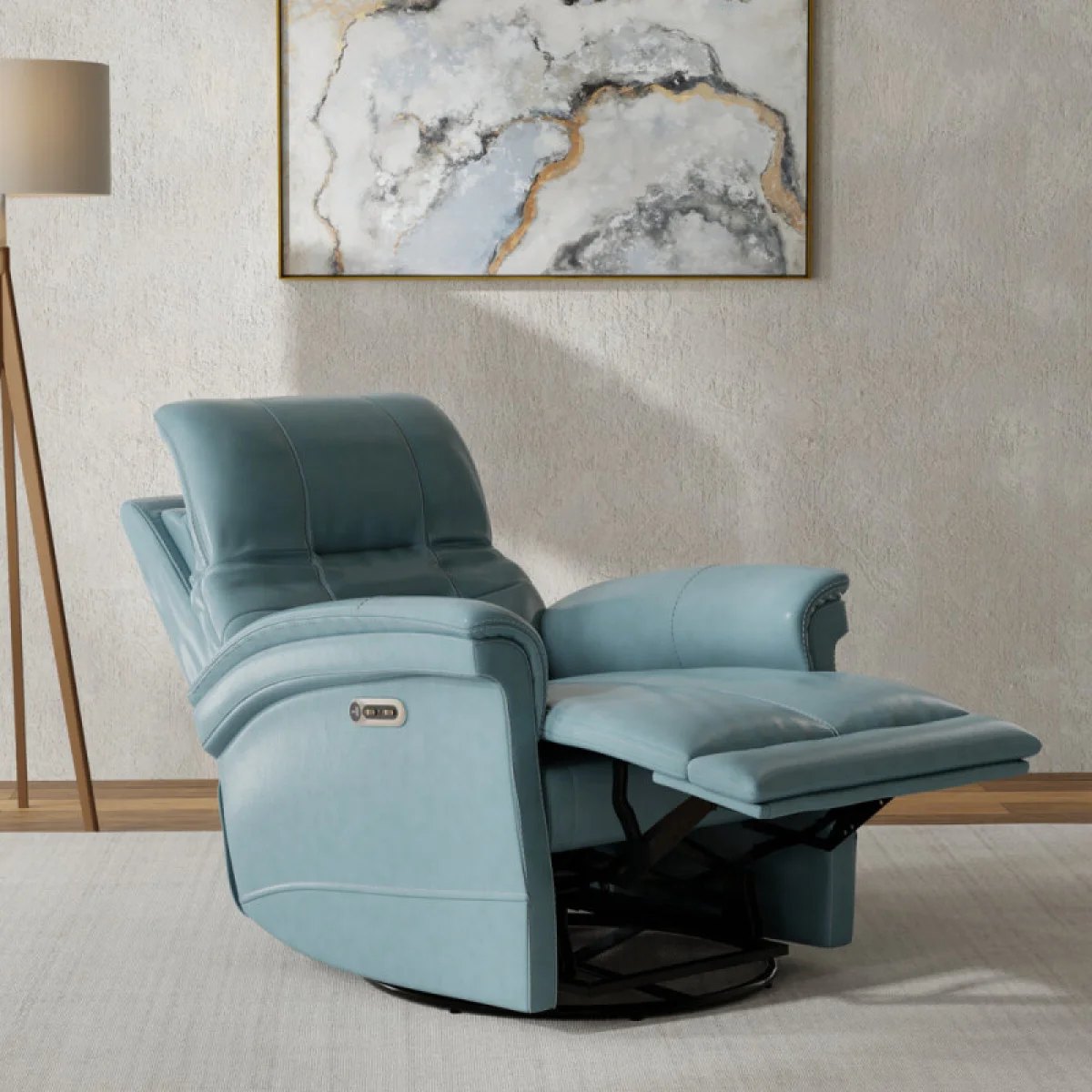 Carnegie – Verona Azure – Powered By Freemotion Power Cordless Swivel Glider Recliner Recliners blue 6