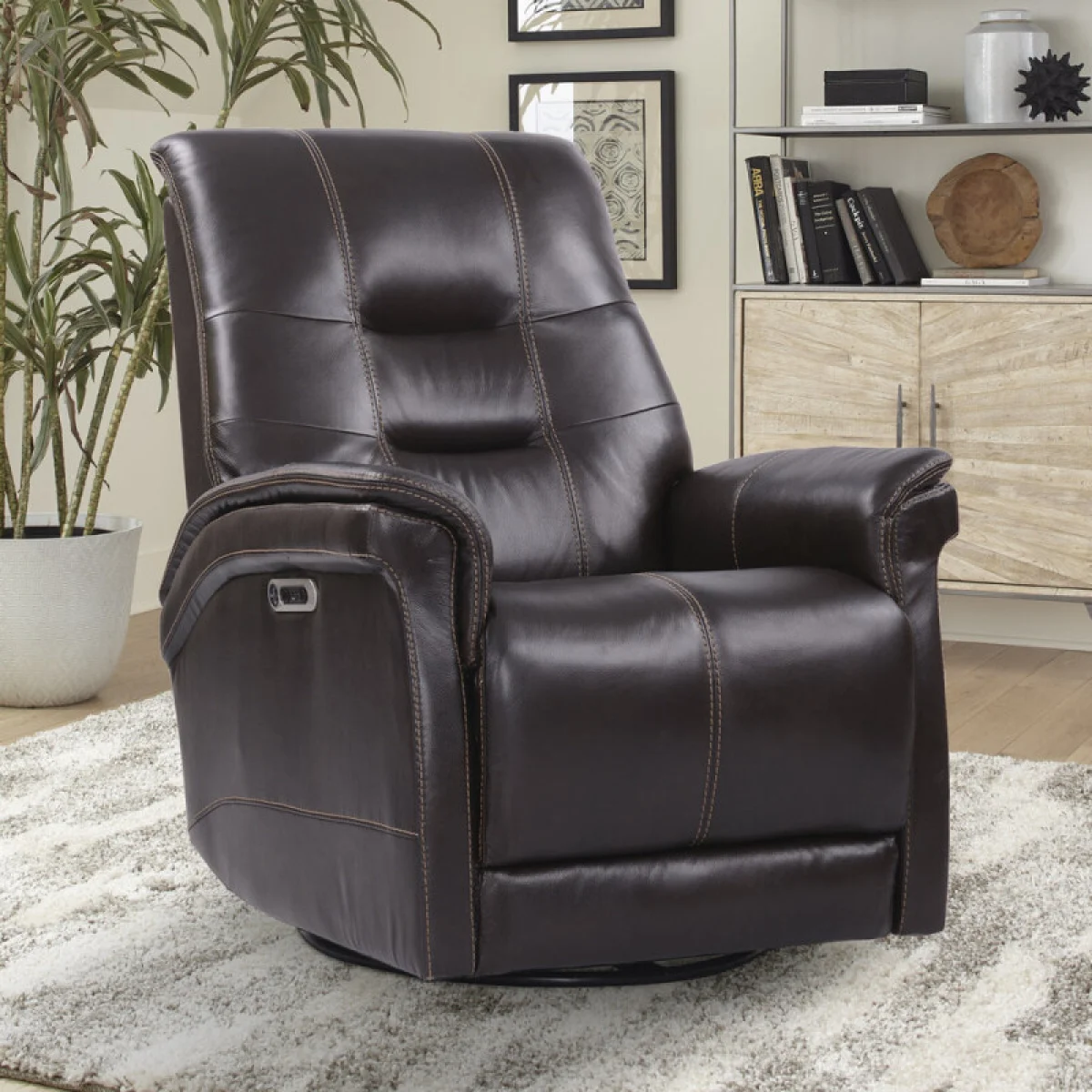 Carnegie – Verona Coffee – Powered By Freemotion Power Cordless Swivel Glider Recliner Recliners Brown 4