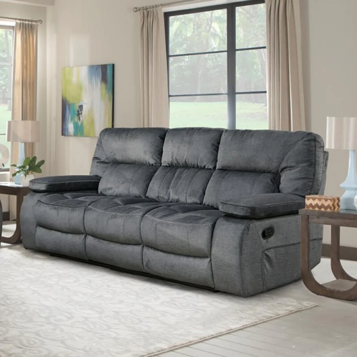 Chapman – Polo Manual Triple Reclining Sofa Recliners Gray 4