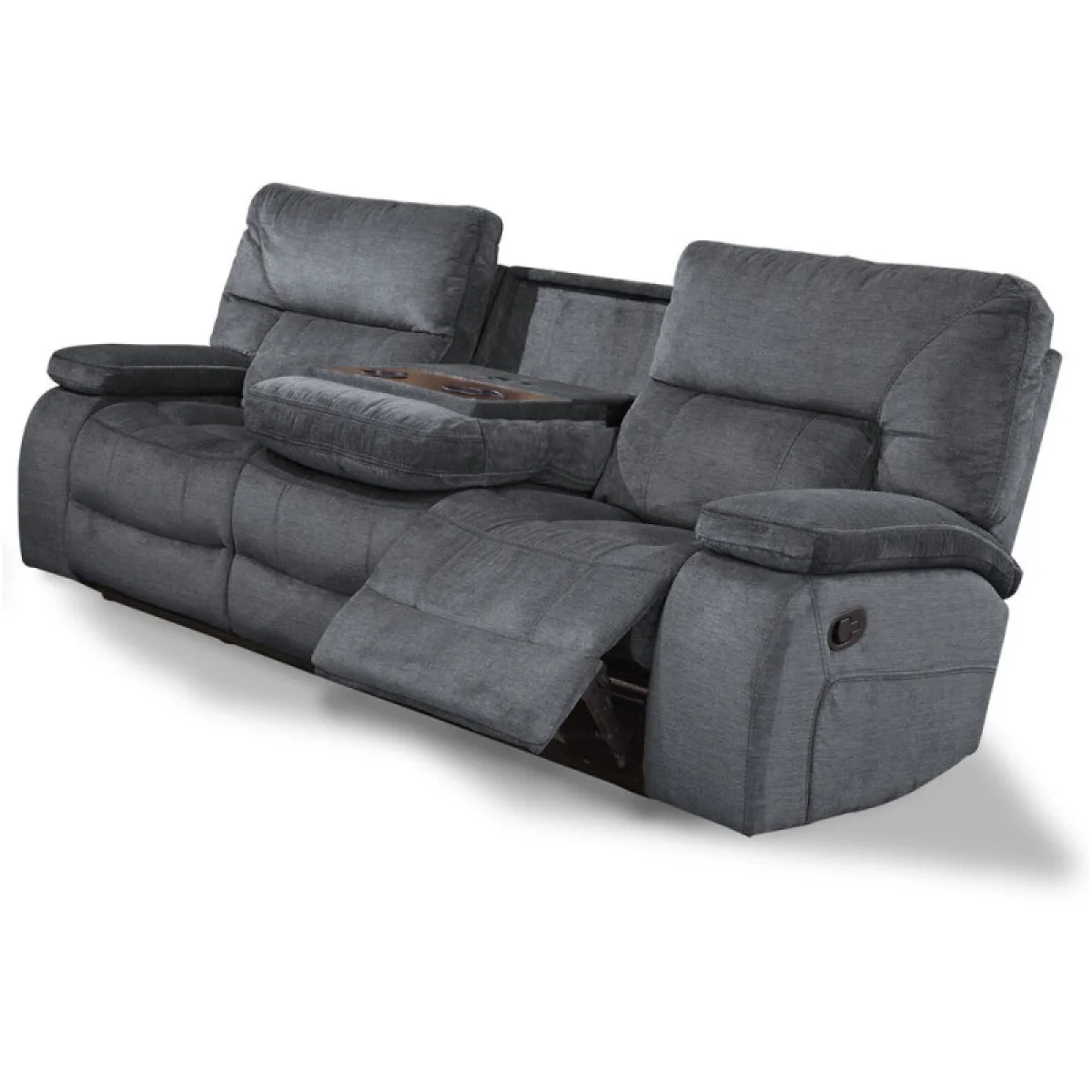 Chapman – Polo Manual Drop Down Table Sofa Recliners Gray 7