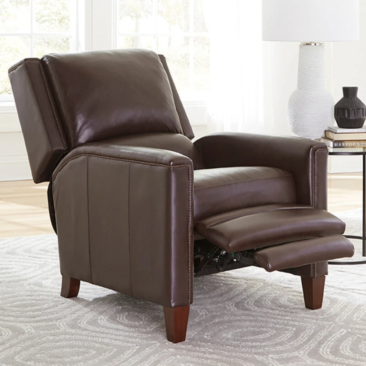 Connor – Espresso Manual Pushback High Leg Recliner Recliners Brown 6