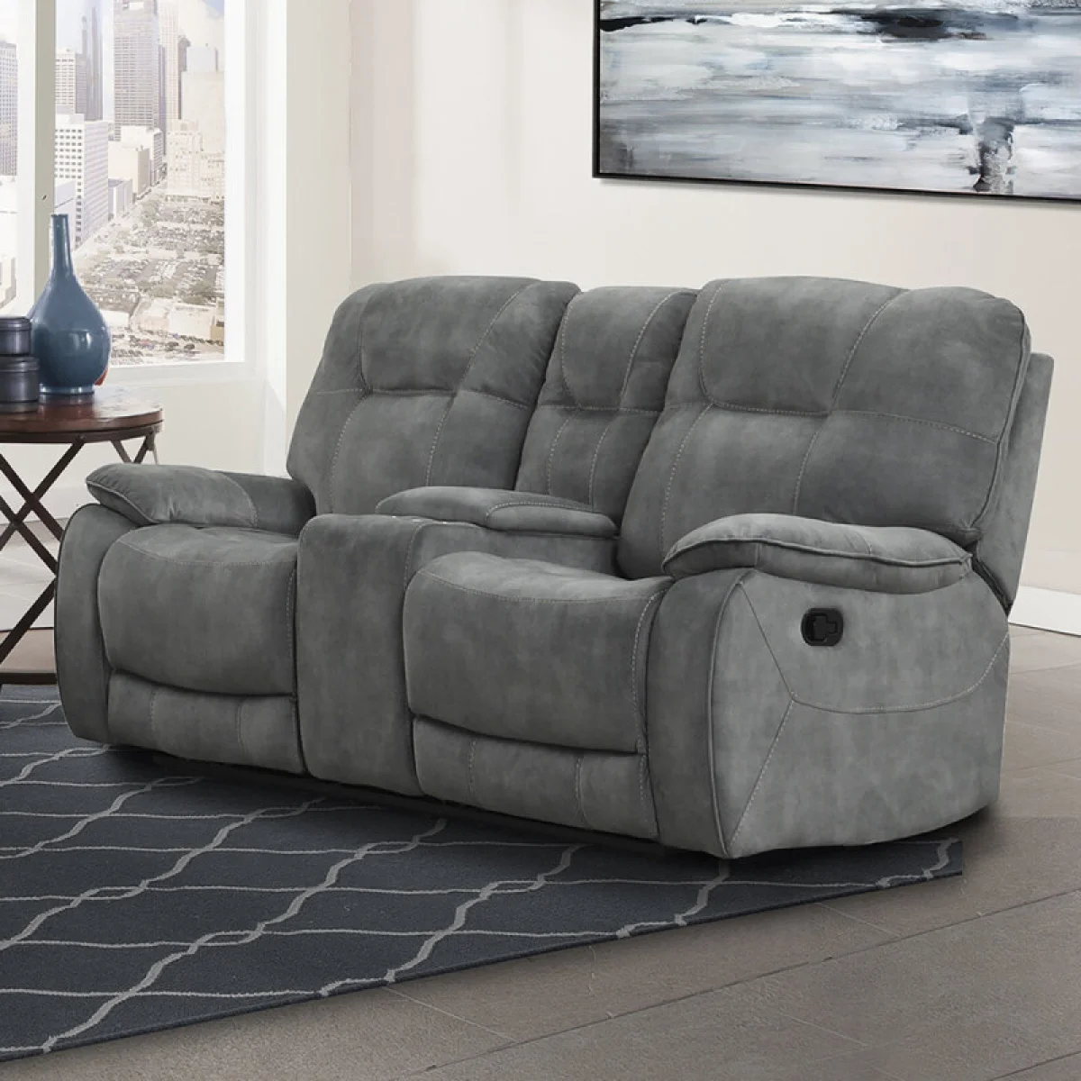 Cooper – Shadow Grey Manual Console Loveseat Recliners Brown 4