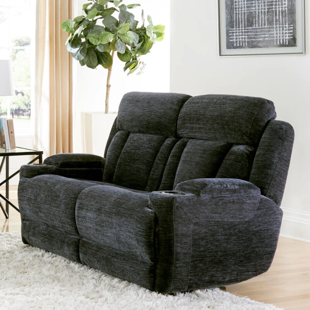 Dalton – Lucky Charcoal Power Loveseat Recliners black 4