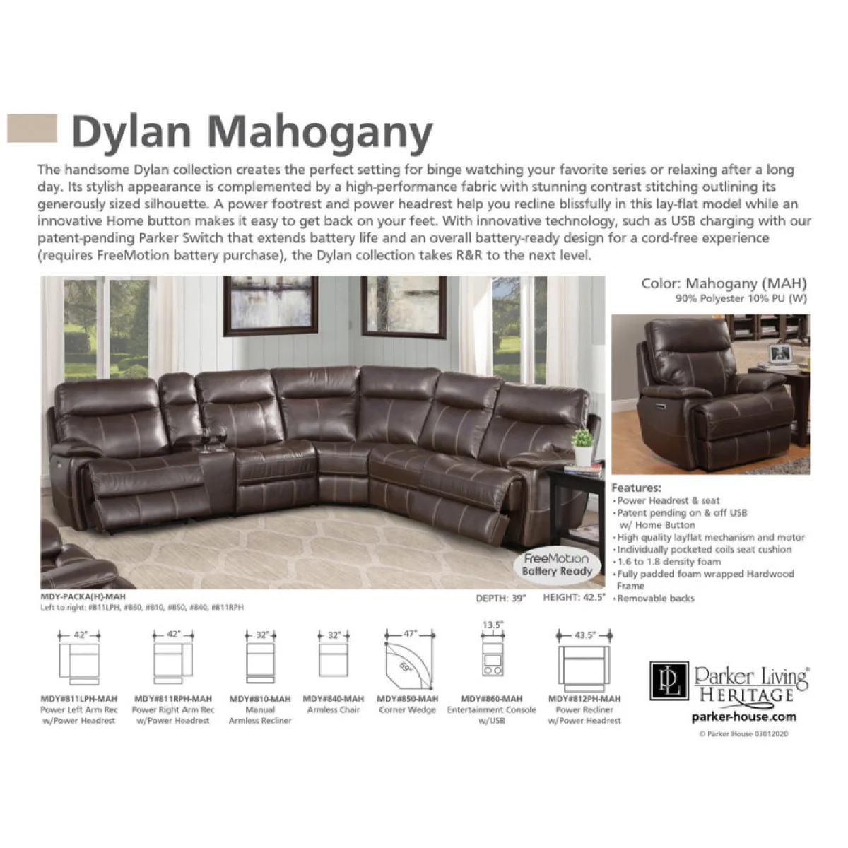 Dylan – Mahogany Power Recliner Recliners Brown 7