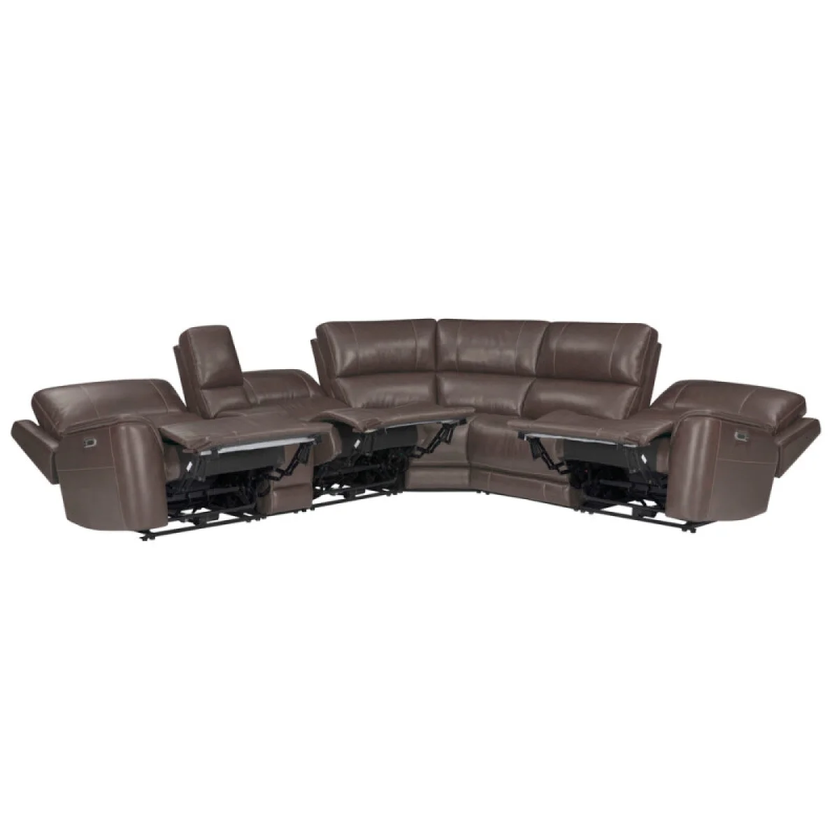 Easton – Steamboat Brown 6pc Power Zero Gravity Modular With Power Headrest And Lumbar Recliners Brown 7