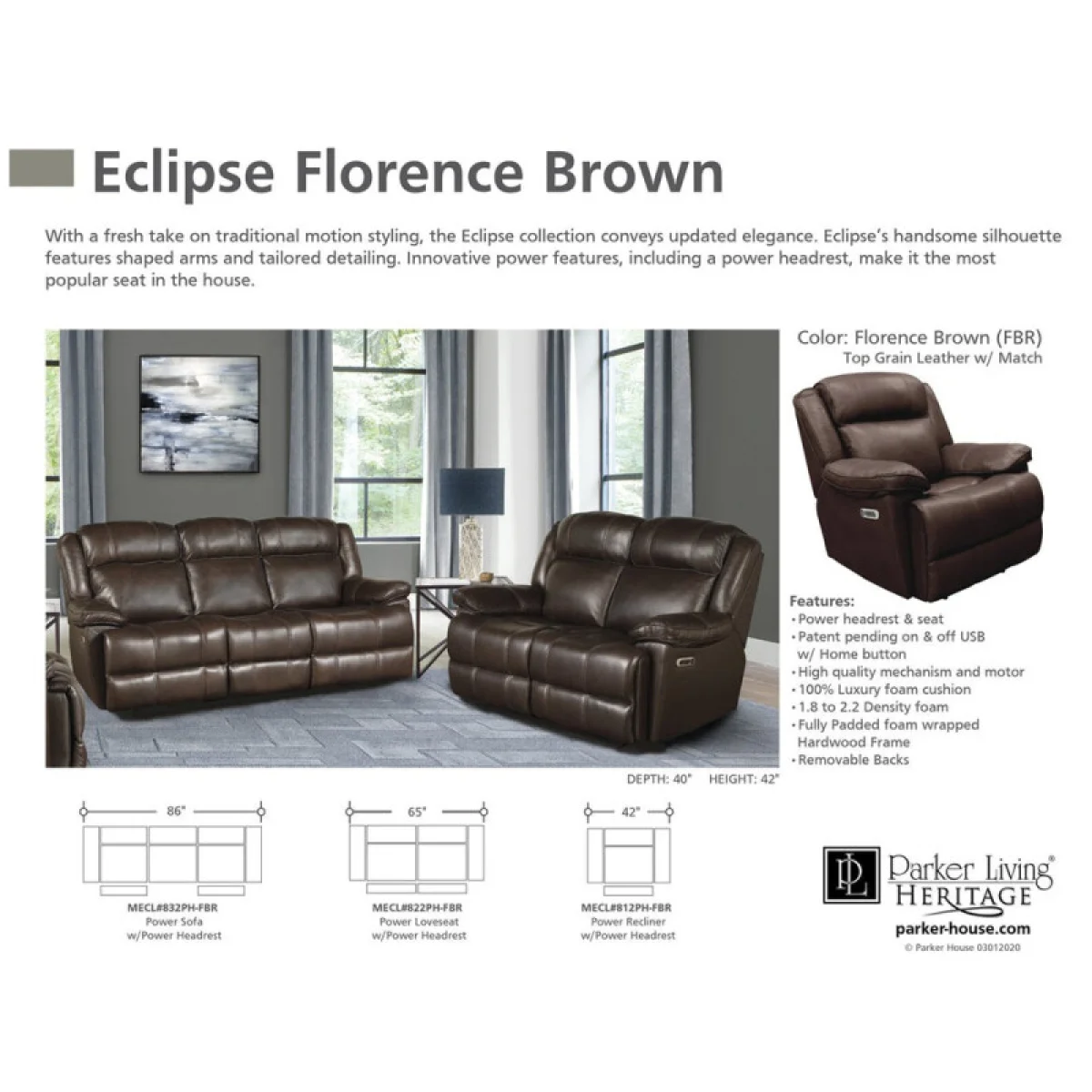 Eclipse – Florence Brown Power Recliner Recliners Brown 8
