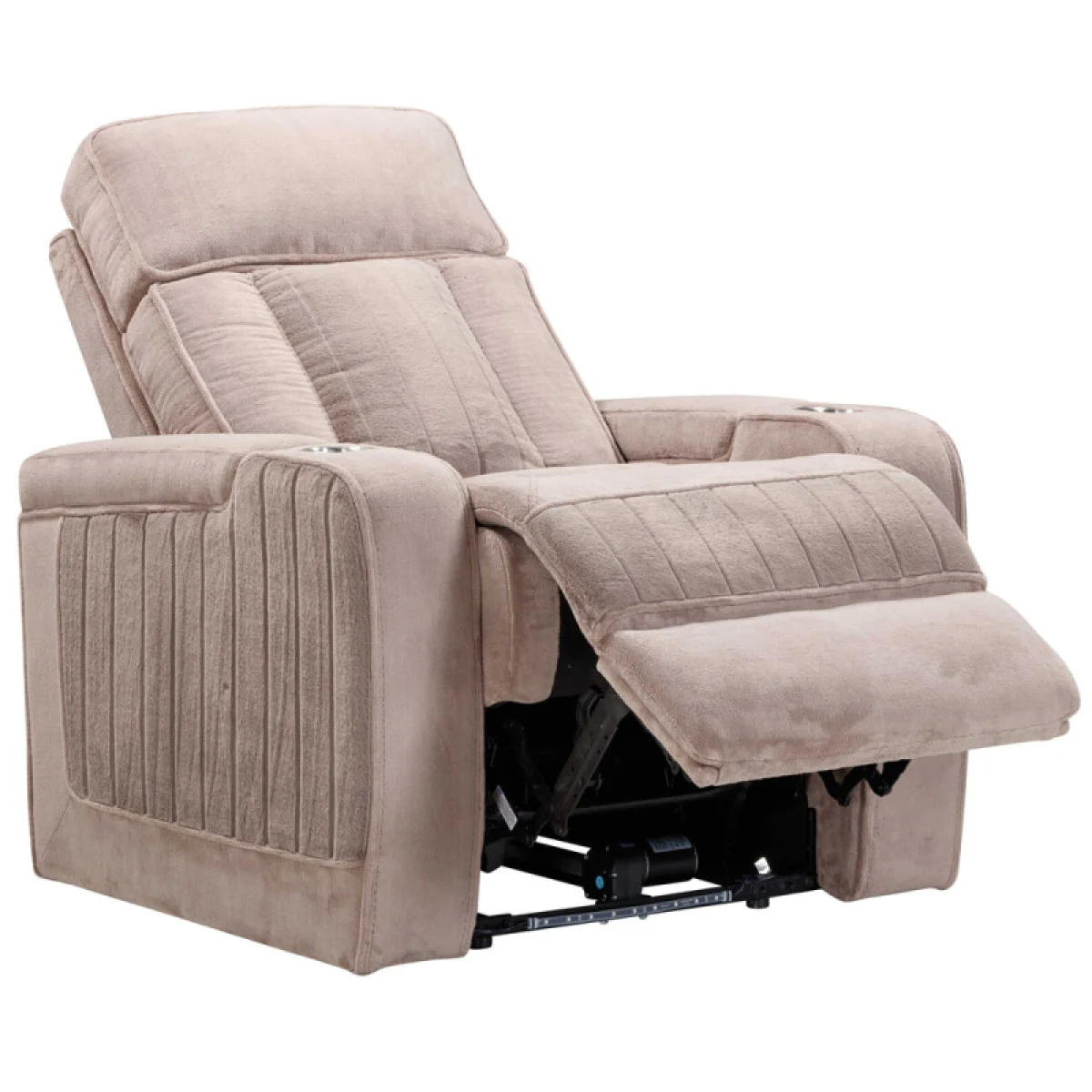Equinox – Mushroom Power Recliner With Power Headrest Recliners Brown 7