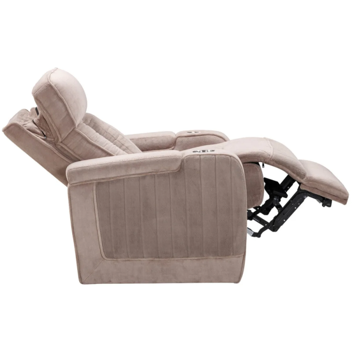 Equinox – Mushroom Power Recliner With Power Headrest Recliners Brown 10