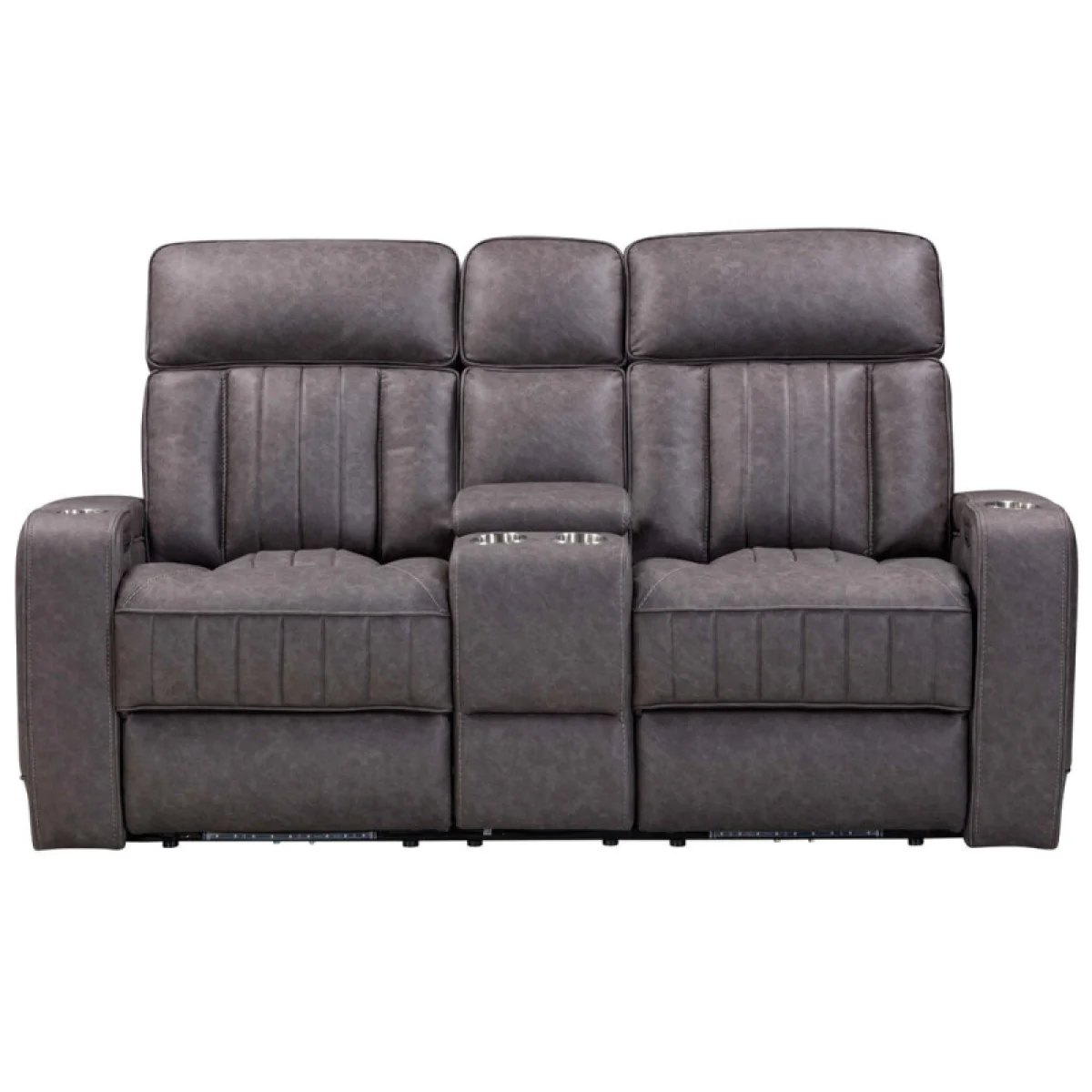 Equinox – Mercury Power Console Loveseat With Power Headrests Recliners Brown 6