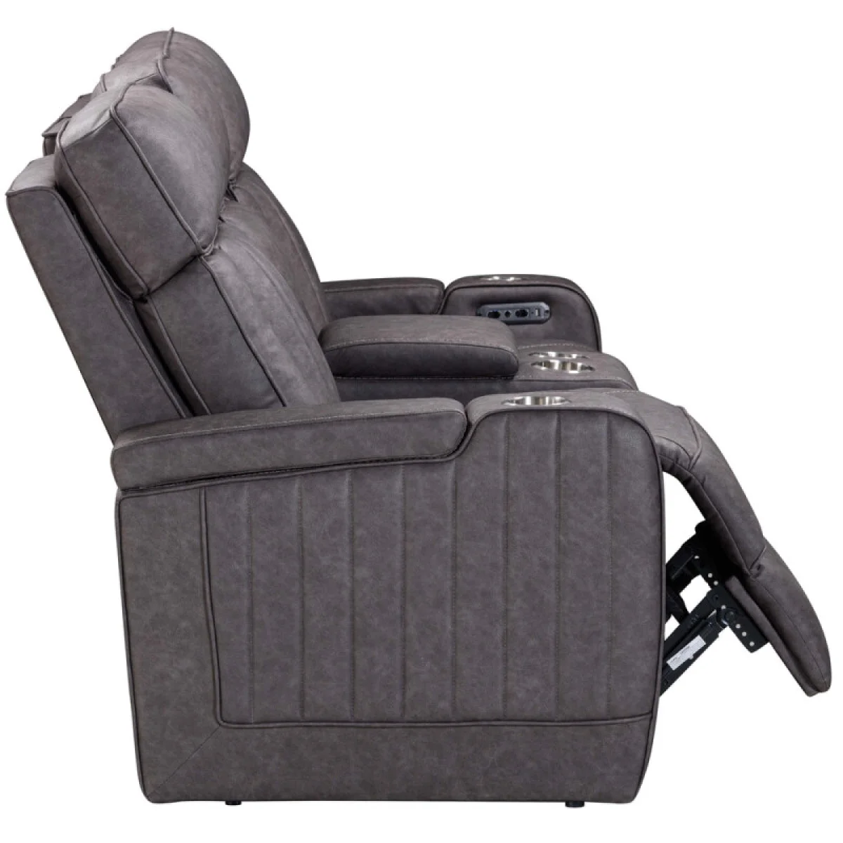 Equinox – Mercury Power Console Loveseat With Power Headrests Recliners Brown 8