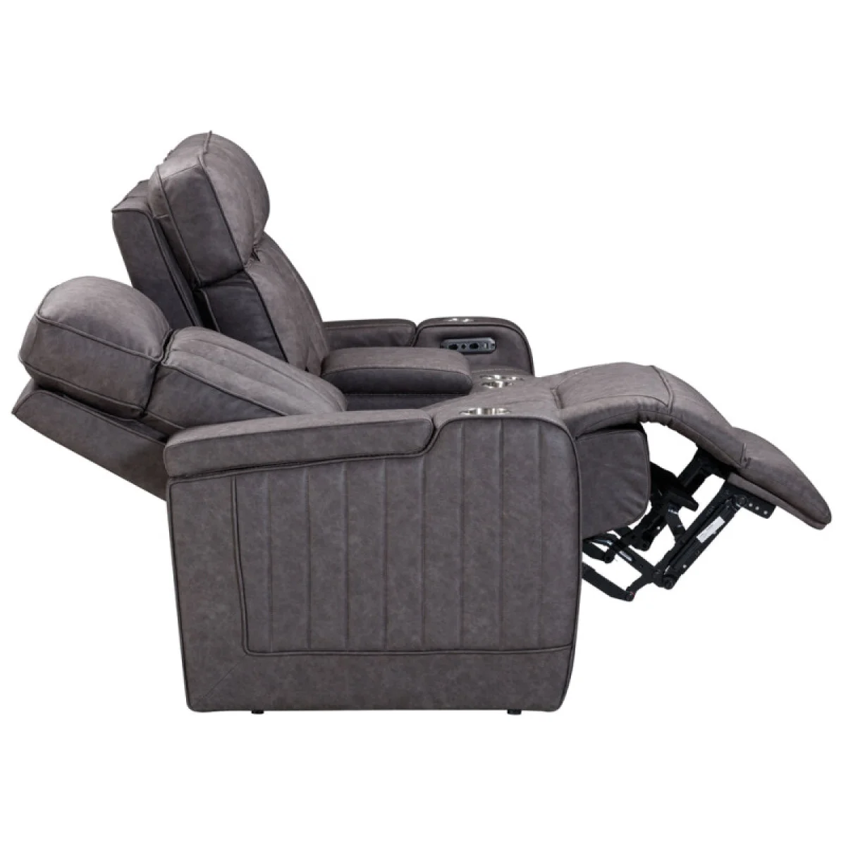 Equinox – Mercury Power Console Loveseat With Power Headrests Recliners Brown 9