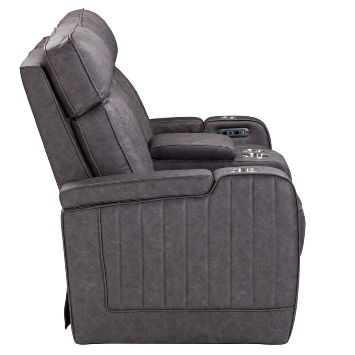 Equinox – Mercury Power Console Loveseat With Power Headrests Recliners Brown 10