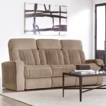 Equinox – Mushroom Power Sofa With Power Headrests Recliners Brown 14