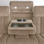 Equinox – Mushroom Power Sofa With Power Headrests Recliners Brown 16