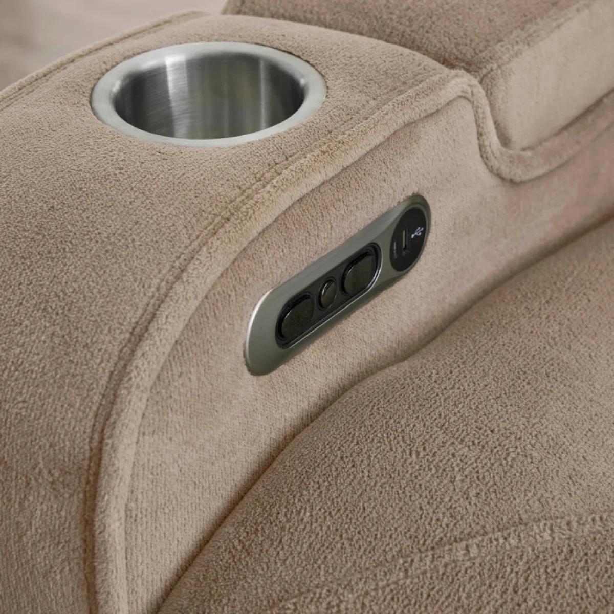 Equinox – Mushroom Power Sofa With Power Headrests Recliners Brown 8