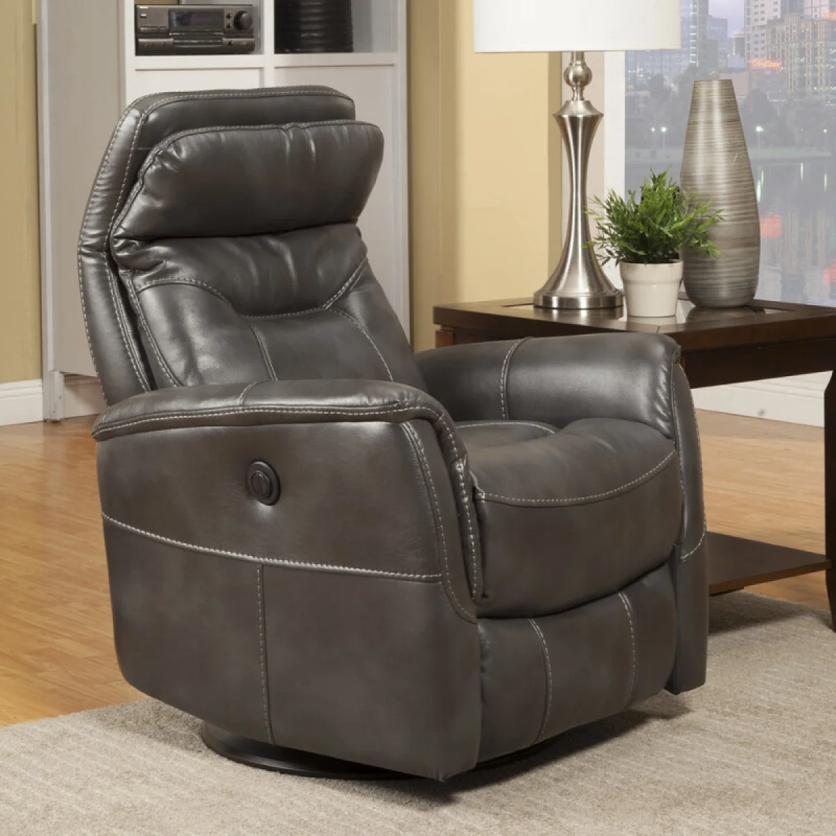 Gemini – Flint Power Swivel Glider Recliner Recliners Brown 8