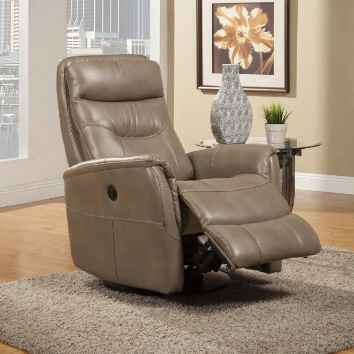 Gemini – Linen Power Swivel Glider Recliner Recliners Beige 6