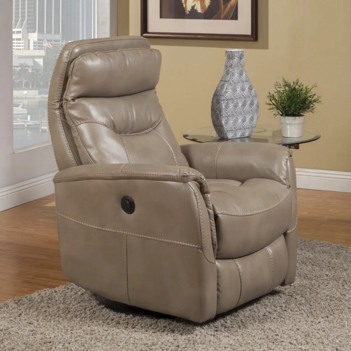 Gemini – Linen Power Swivel Glider Recliner Recliners Beige 7
