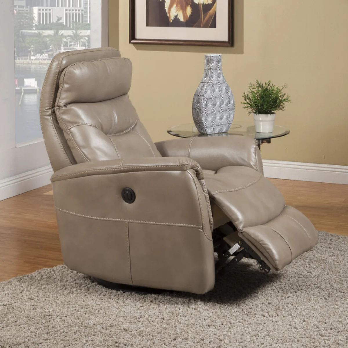 Gemini – Linen Power Swivel Glider Recliner Recliners Beige 8