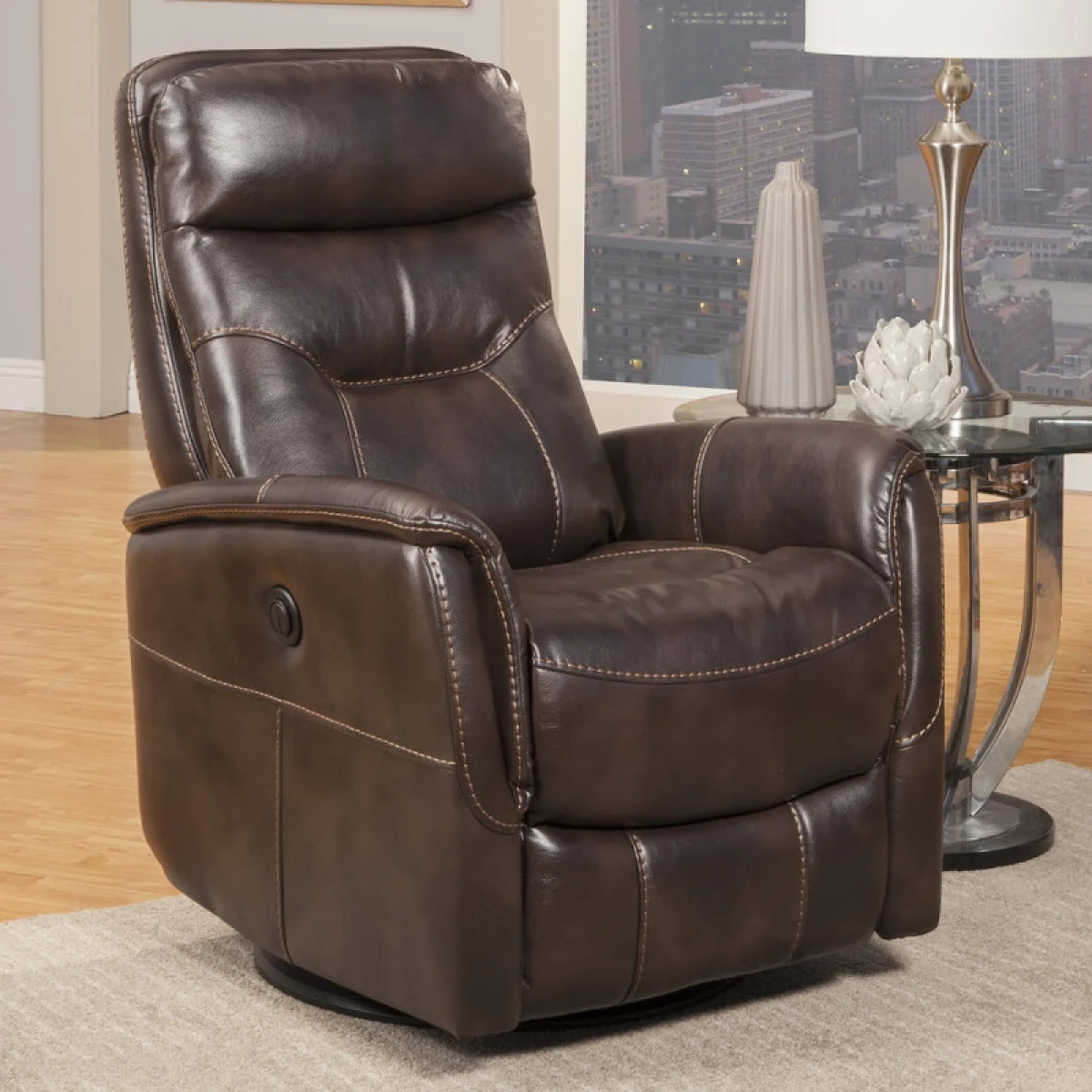 Gemini – Truffle Power Swivel Glider Recliner Recliners Brown 4
