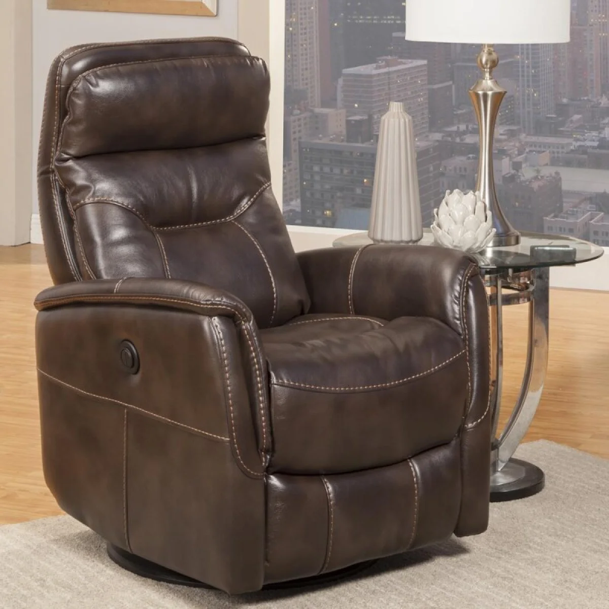 Gemini – Truffle Power Swivel Glider Recliner Recliners Brown 7