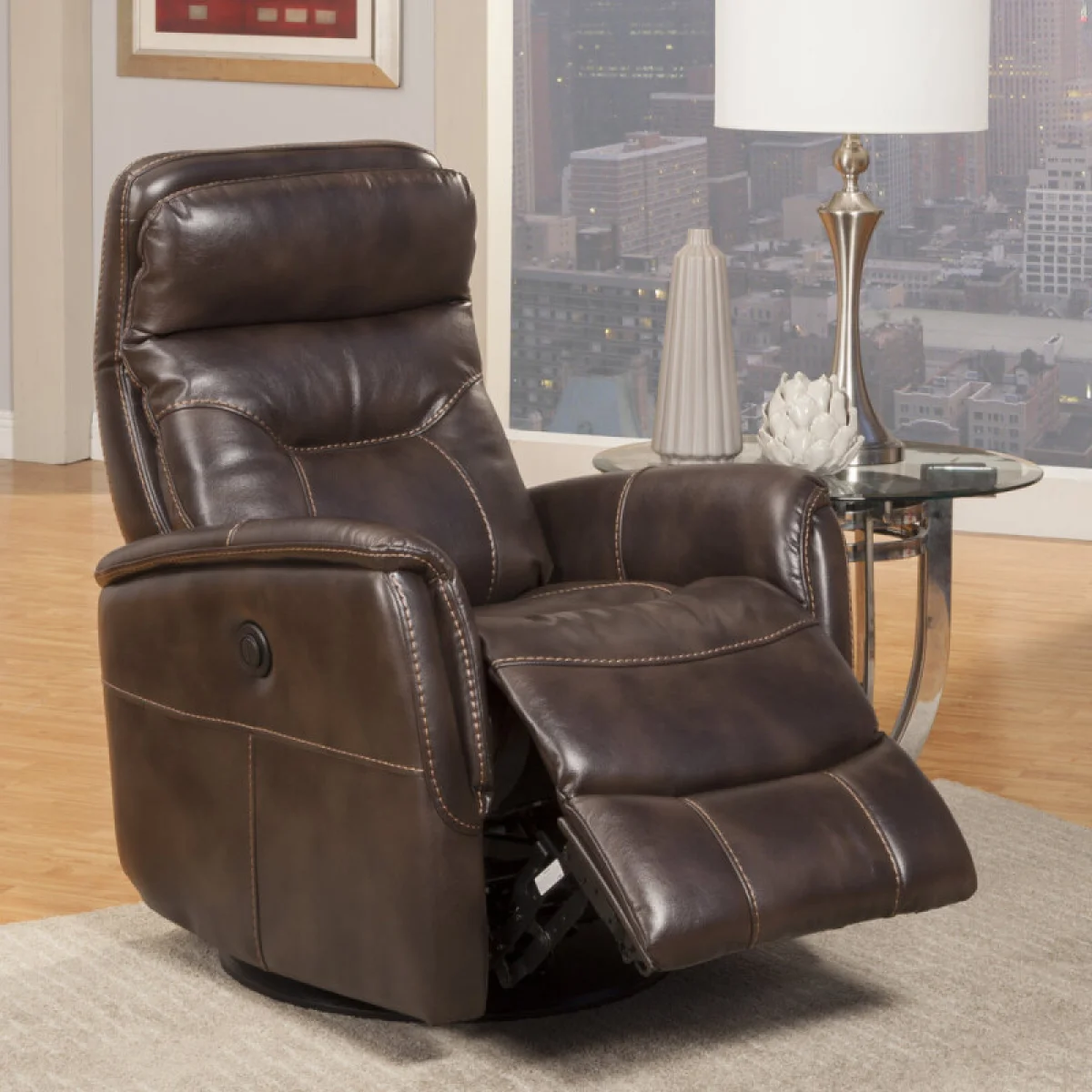 Gemini – Truffle Power Swivel Glider Recliner Recliners Brown 8