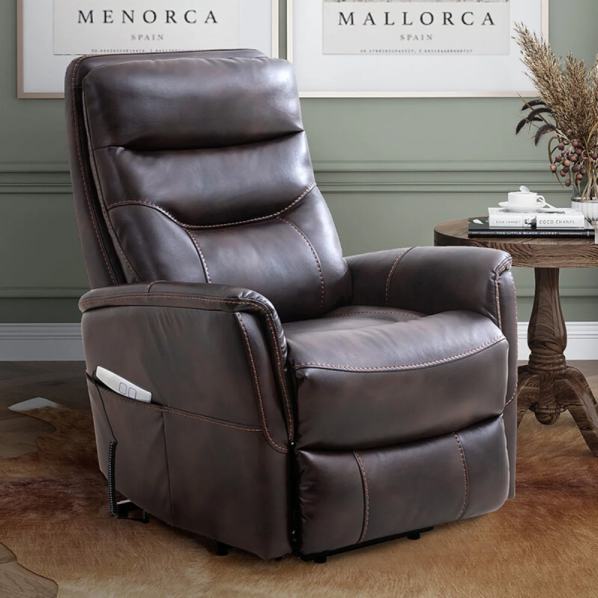 Gemini – Truffle Power Lift Recliner With Articulating Headrest Recliners Brown 4
