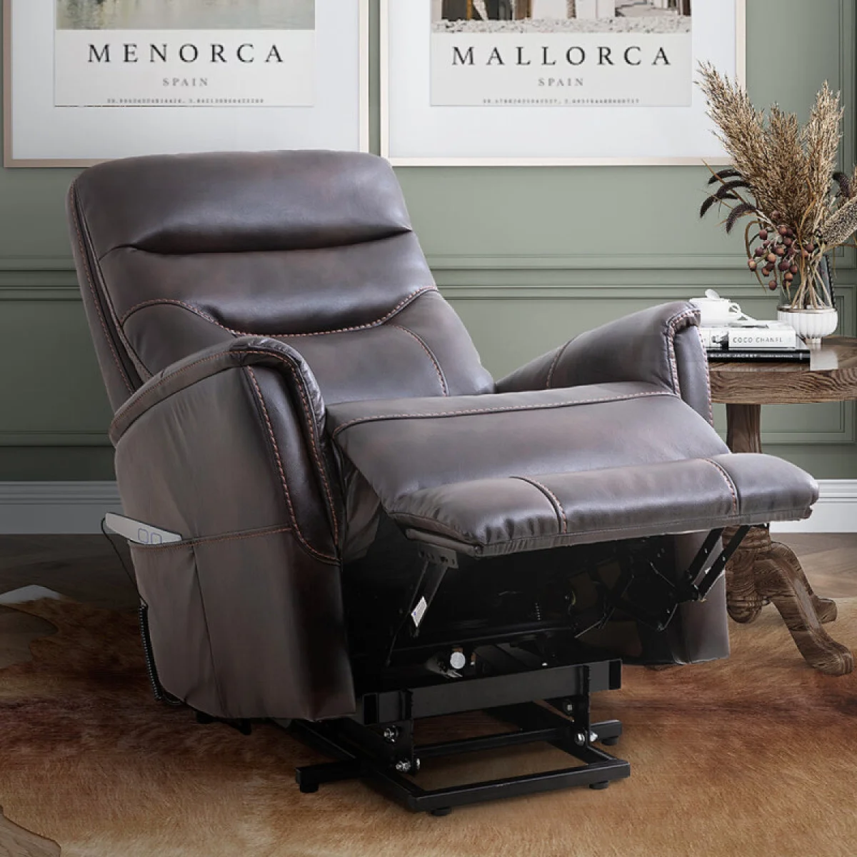 Gemini – Truffle Power Lift Recliner With Articulating Headrest Recliners Brown 6