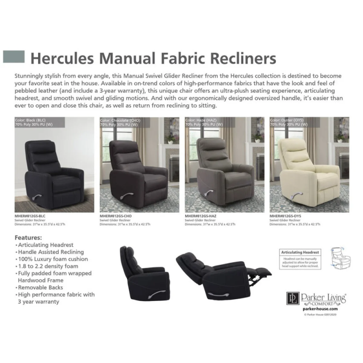 Hercules – Haze Manual Swivel Glider Recliner Recliners Brown 12