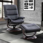 Knight – Black Manual Reclining Swivel Chair And Ottoman Chairs black 8