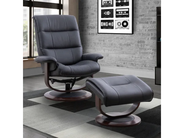 Knight – Black Manual Reclining Swivel Chair And Ottoman Chairs black