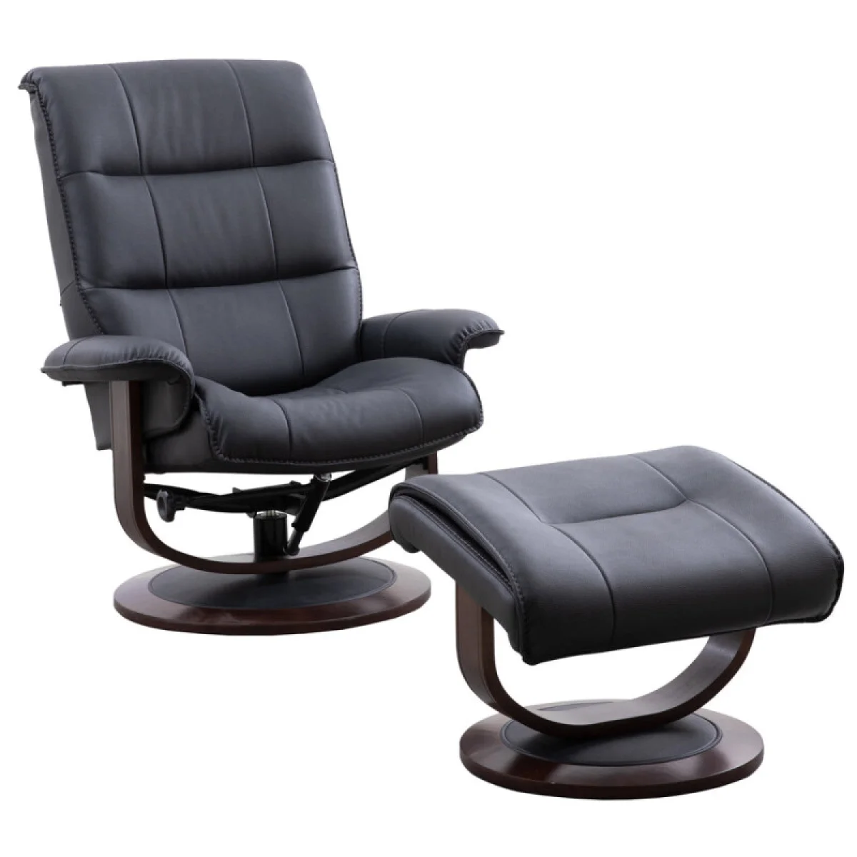 Knight – Black Manual Reclining Swivel Chair And Ottoman Chairs black 6