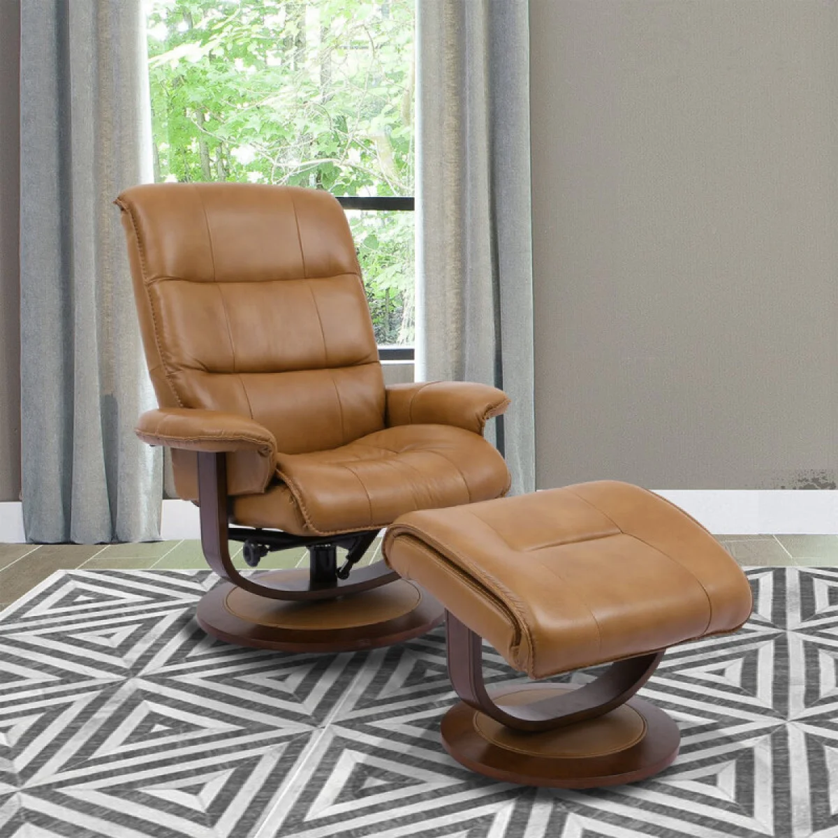Knight – Butterscotch Manual Reclining Swivel Chair And Ottoman Chairs Brown 4