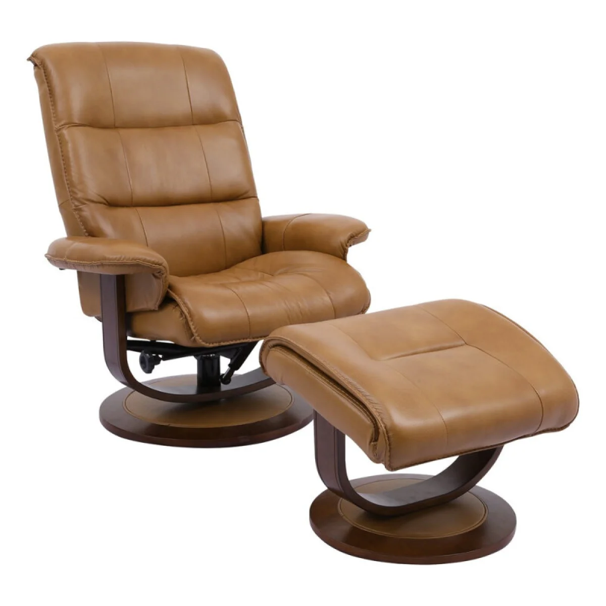 Knight – Butterscotch Manual Reclining Swivel Chair And Ottoman Chairs Brown 6