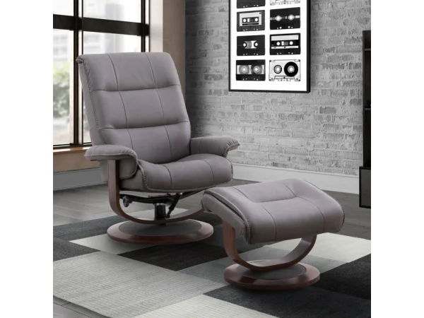 Knight – Haze Manual Reclining Swivel Chair And Ottoman Chairs Brown