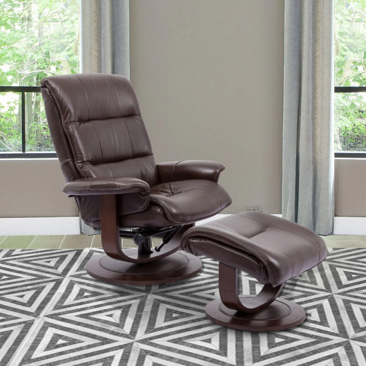 Knight – Robust Manual Reclining Swivel Chair And Ottoman Chairs Brown 4